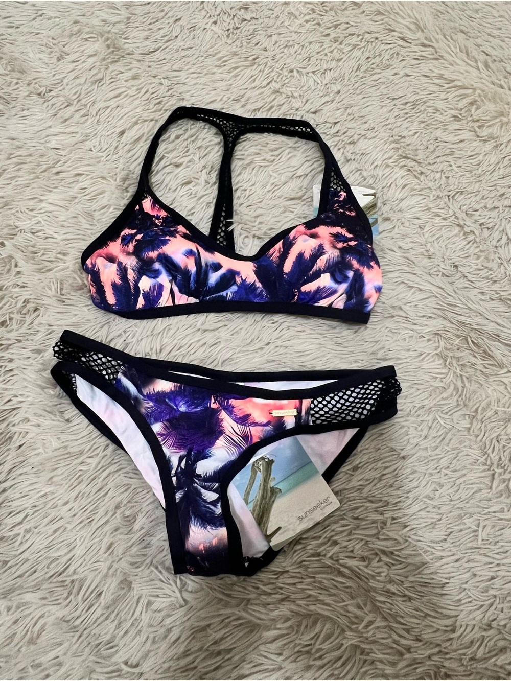 Women’s Tropical Print Bikini Set - Pink & Purple